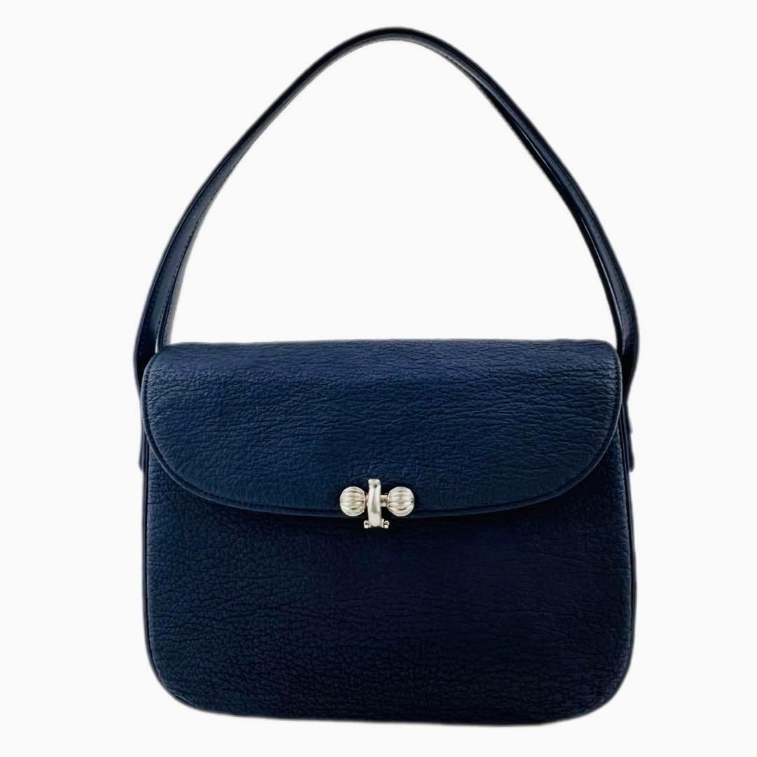 ローレライ Mishiro シャークレザー フォーマル ハンドバッグ ネイビー WWW_MORNINGWALKER_COM