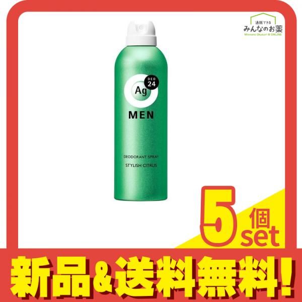 Ag DEO24 MEN(エージーデオ24メン) メンズデオドラントスプレーN スタイリッシュシトラスの香り LL 180g 5個セット まとめ売り