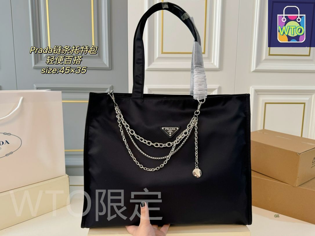 PRADA トートバッグ PRADAプラダの秋冬新作チェーントートバッグ、旅行バッグ