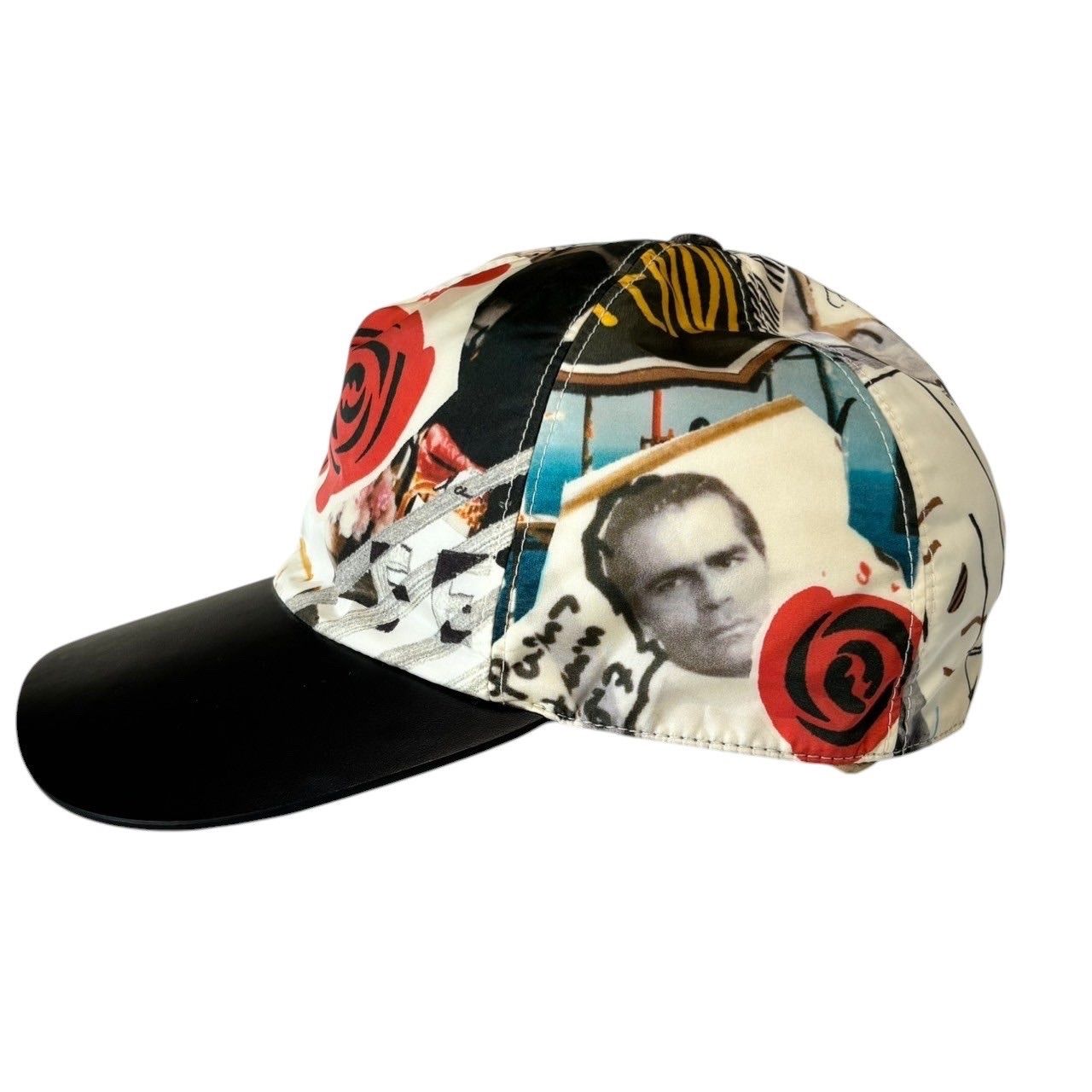 FENDI フェンディ 帽子 キャップ ホワイト ブラック 本革 58cm