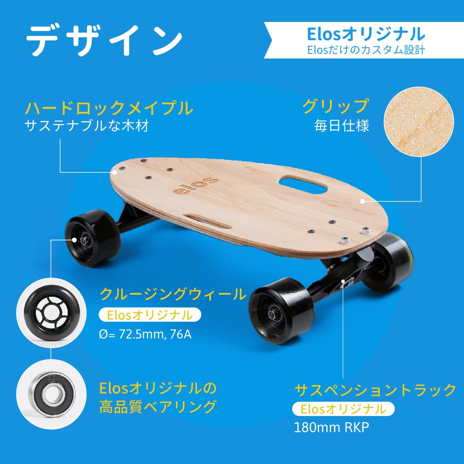 Elos イロス Skateboard Complete Lightweight 18インチ クルーザー スケボー に 大人 若者 子供用 誕生日 ギフト プレゼントに最適 全米大ヒット ミニ ロングボード スケートボード 軽量 コンパクト