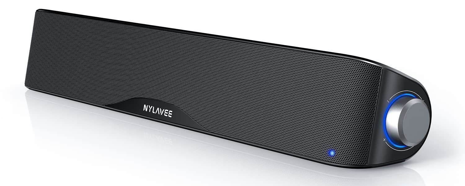 サウンドバー Bluetooth5.0 PCスピーカー - AUX接続 六つのスピーカーユニット Nylavee ステレオ 大音量-豊かな低音 ラップトップ タブレット スマートフォンに対応 USB給電式のパソコンスピーカー