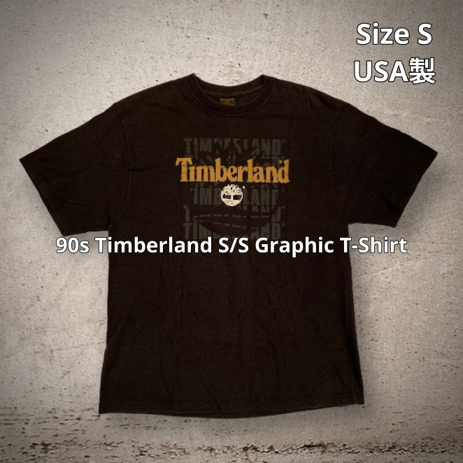 90s Timberland S/S Graphic T-Shirt ティンバーランド S/SグラフィックTシャツ 半袖 ブラック 両面プリント  USA製 米国製 Sサイズ フェードブラック