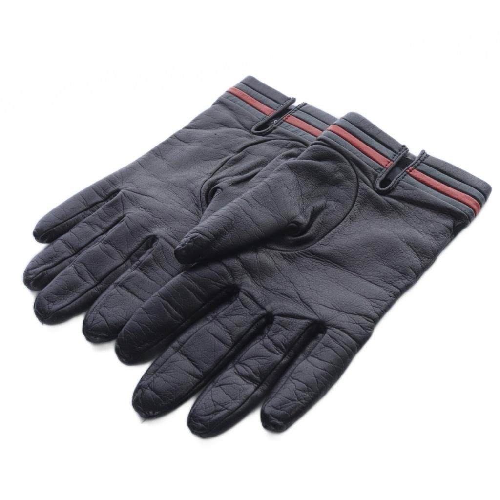 グッチ レザー カシミヤ裏地 グローブ 手袋 7 黒