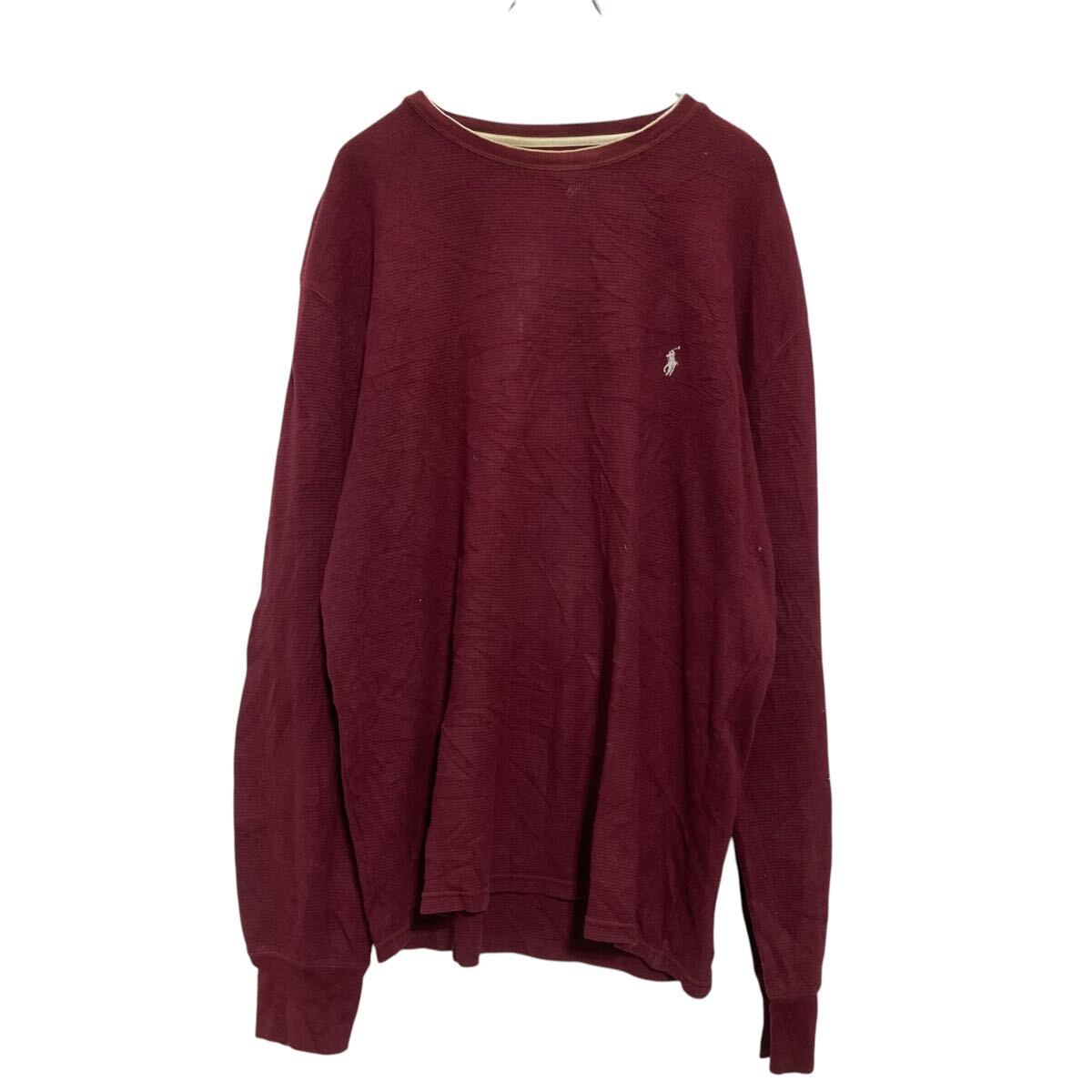 POLO RALPH LAUREN 長袖 ロゴTシャツ M バーガンディ ポロラルフローレン ロンT ロングTシャツ ワッフル 古着卸 アメリカ仕入 a611-8229