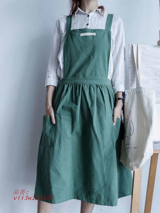 エプロン 多色 綿麻 少女青年 作業用 作業服 エプロン リネン
