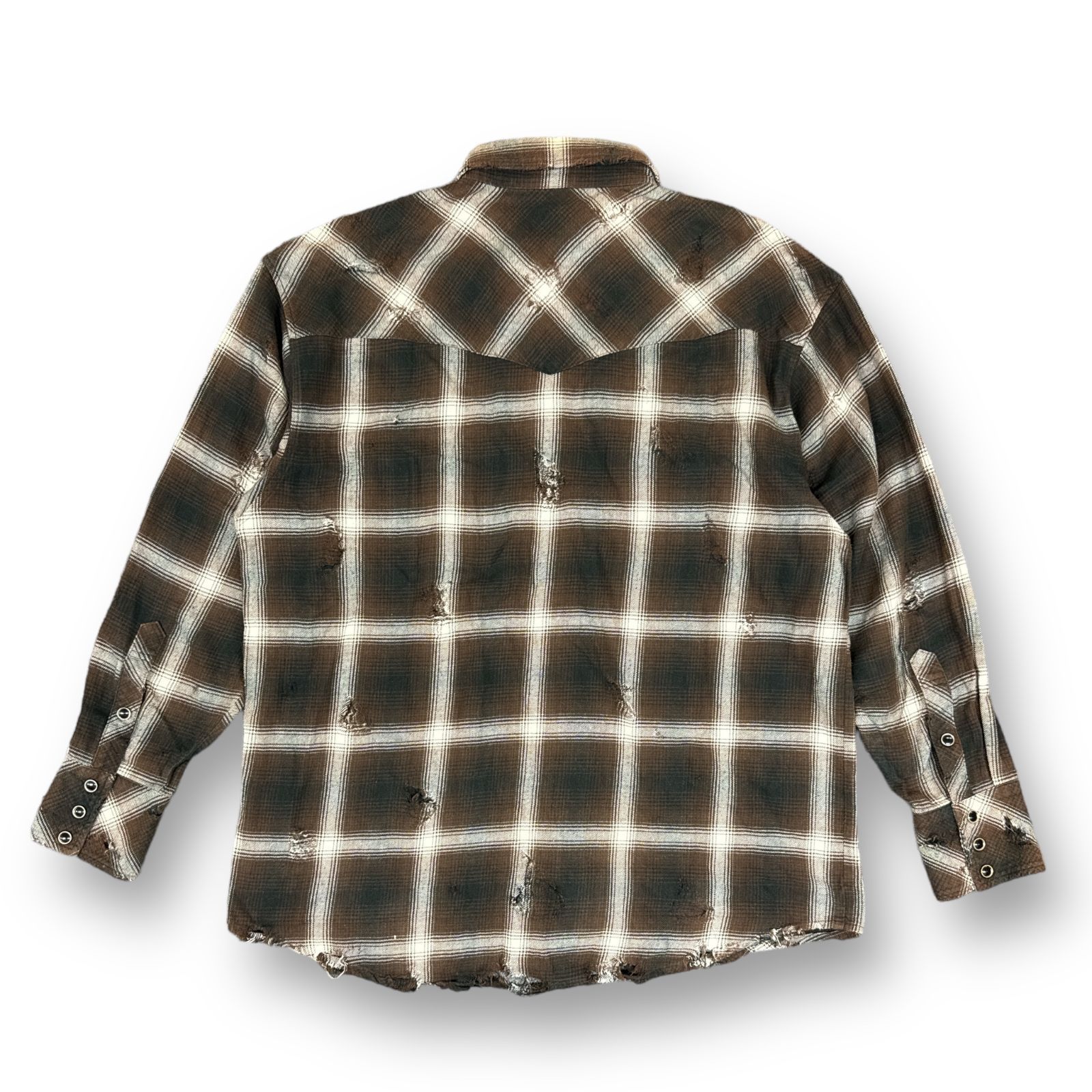 Rafu ラフ ネルシャツ ドッキング ブラウン 23SS Rafu ラフ ネルシャツ