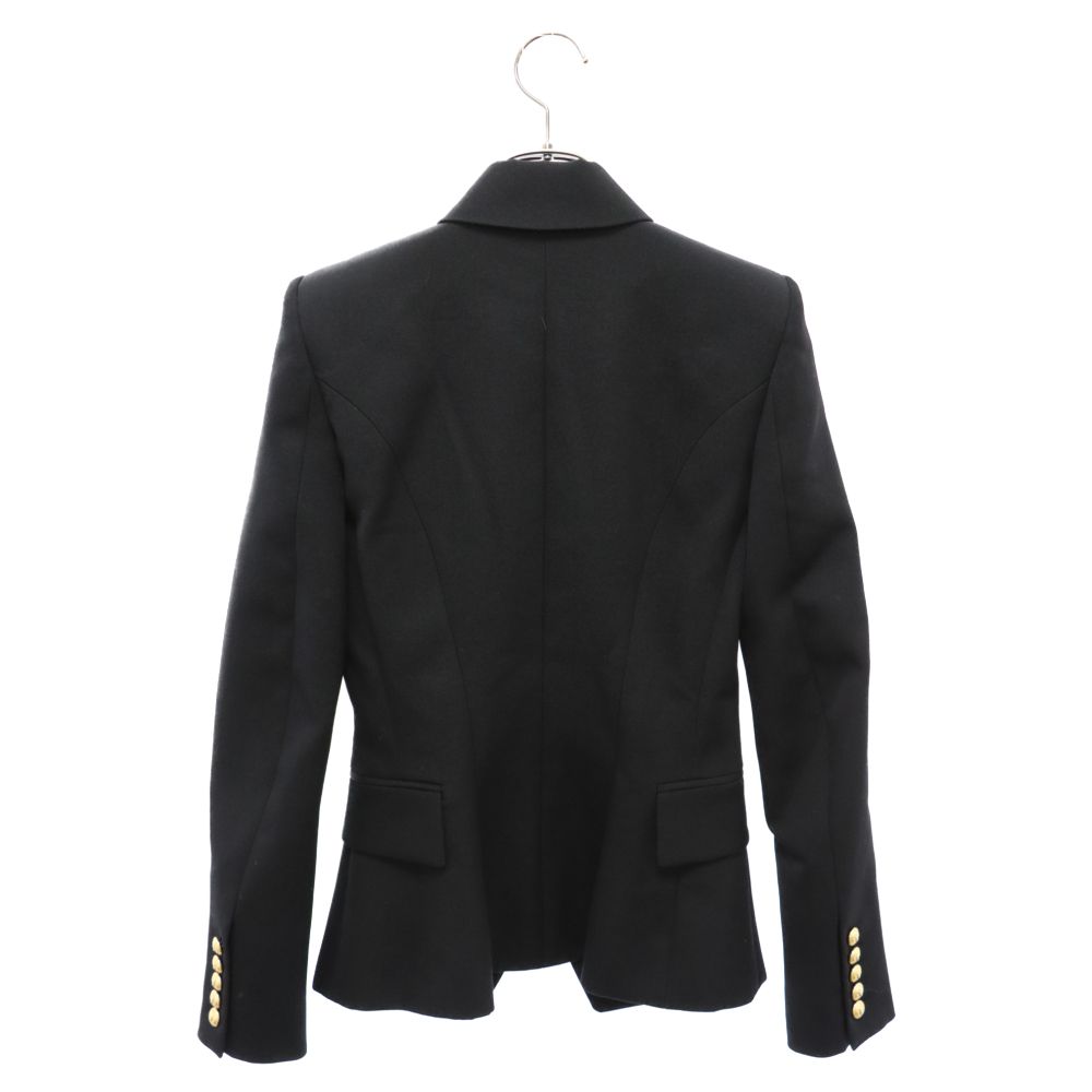 【花】BALMAN  ダブルジャケット　バルマン　黒　ジャケット BALMAIN (バルマン) ライオンボタン ダブルブレステッドウール
