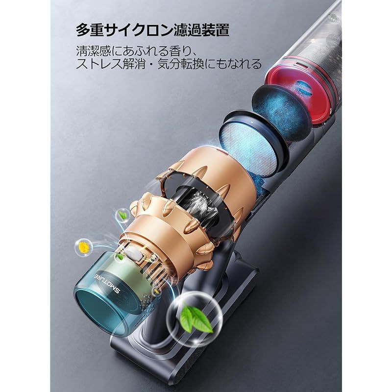 コードレス掃除機 【2024革新モデル】550W 45000pa強力吸引 自立式