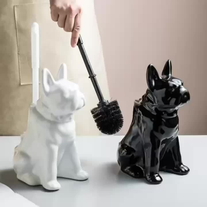 トイレブラシ シック シーズー犬 セラミック 犬 モダン 人気 かわいい ブラック ホワイト SNS映え インスタ映え