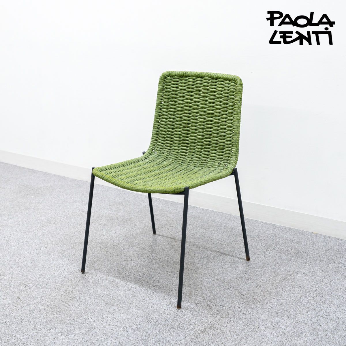 展示品 Paola Lenti パオラレンティ Kiti キティ ダイニング アームレス チェア スタッキング アウトドア ロープコード ライトグリーン F.ロタ 定価45万