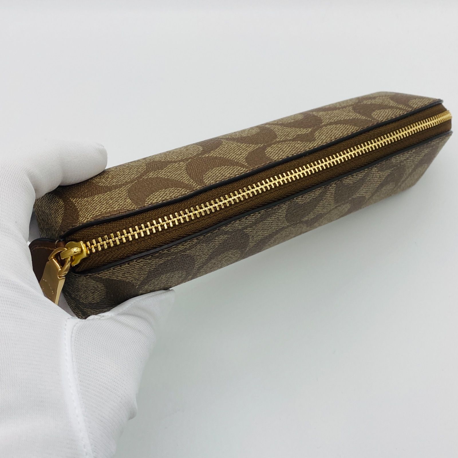 新品　コーチ　COACH ブラウン ペンケース　シグネチャー COACH コーチ ペンケース シグネチャー ブラウン レザー - メルカリ