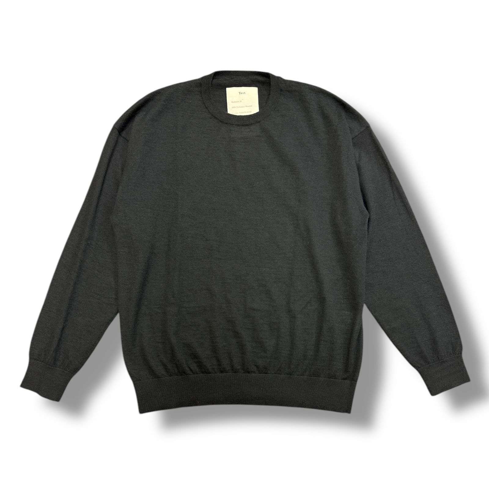 TEXT カシミヤ 18ゲージ クルーネック ニット ブラック