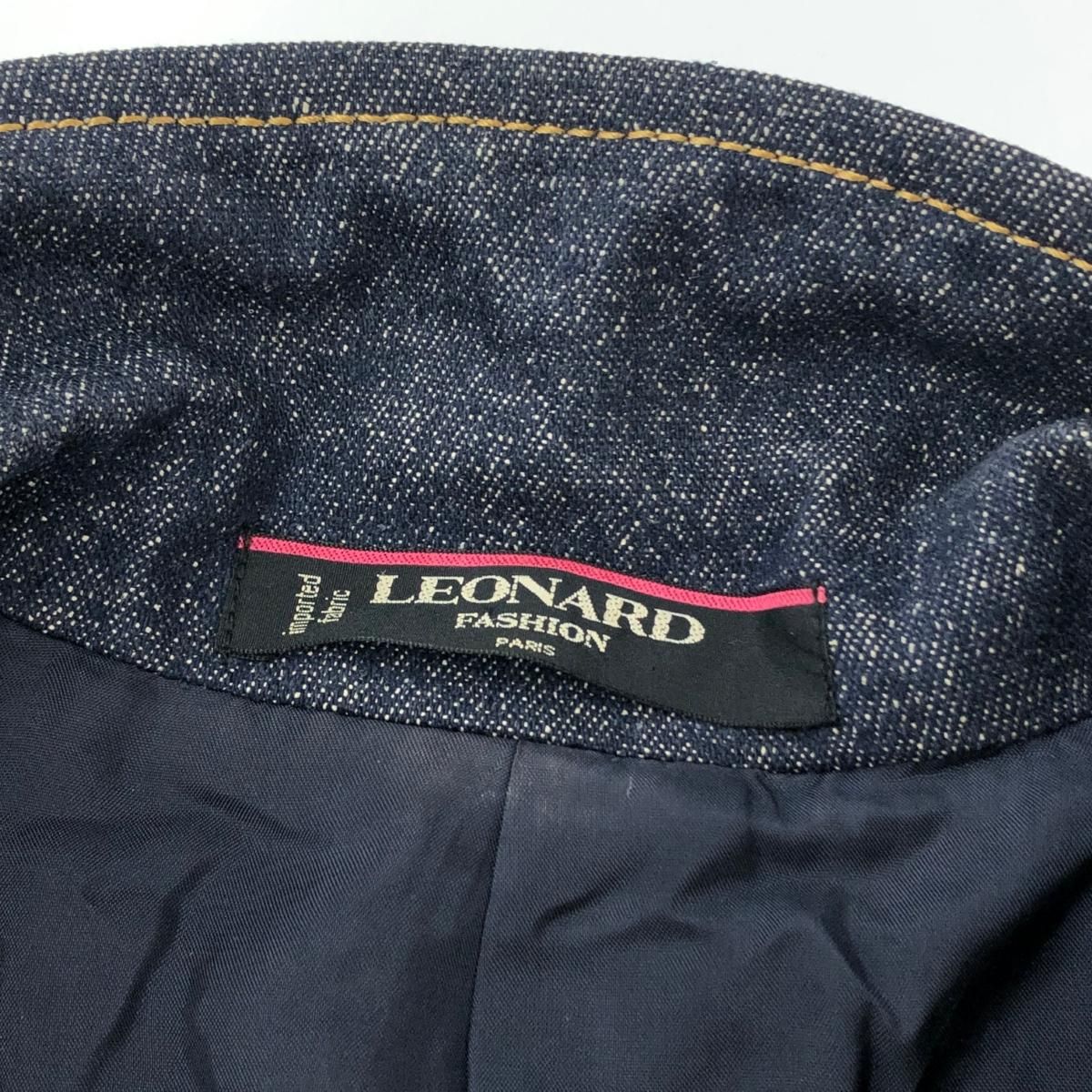 LEONARD レオナール デニムジャケット 11号 221450 ネイビー シルク100 