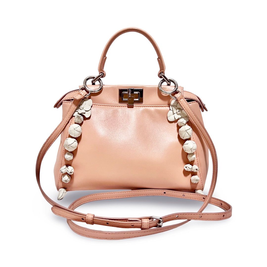 FENDI フェンディ ピーカブー ミニ レザー フラワー 2way ショルダー  