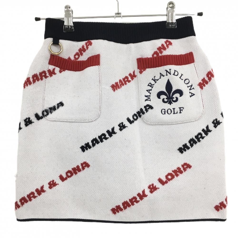 MARK&LONA マークアンドロナ ; 裏地付き スカート スカル総柄 ピンク系