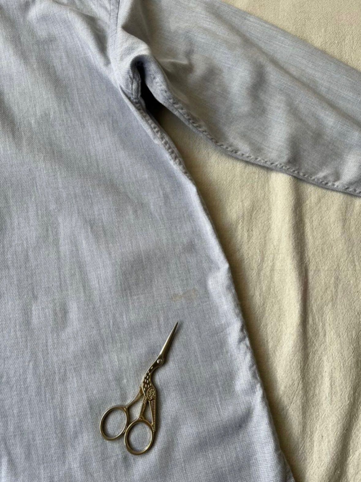 80s 90s イッセイミヤケ　ハンドカラーシャツ　デザイン◎ ヴィンテージ 80s im ISSEY MIYAKE バンドカラー シャツ / S コットン ブルー