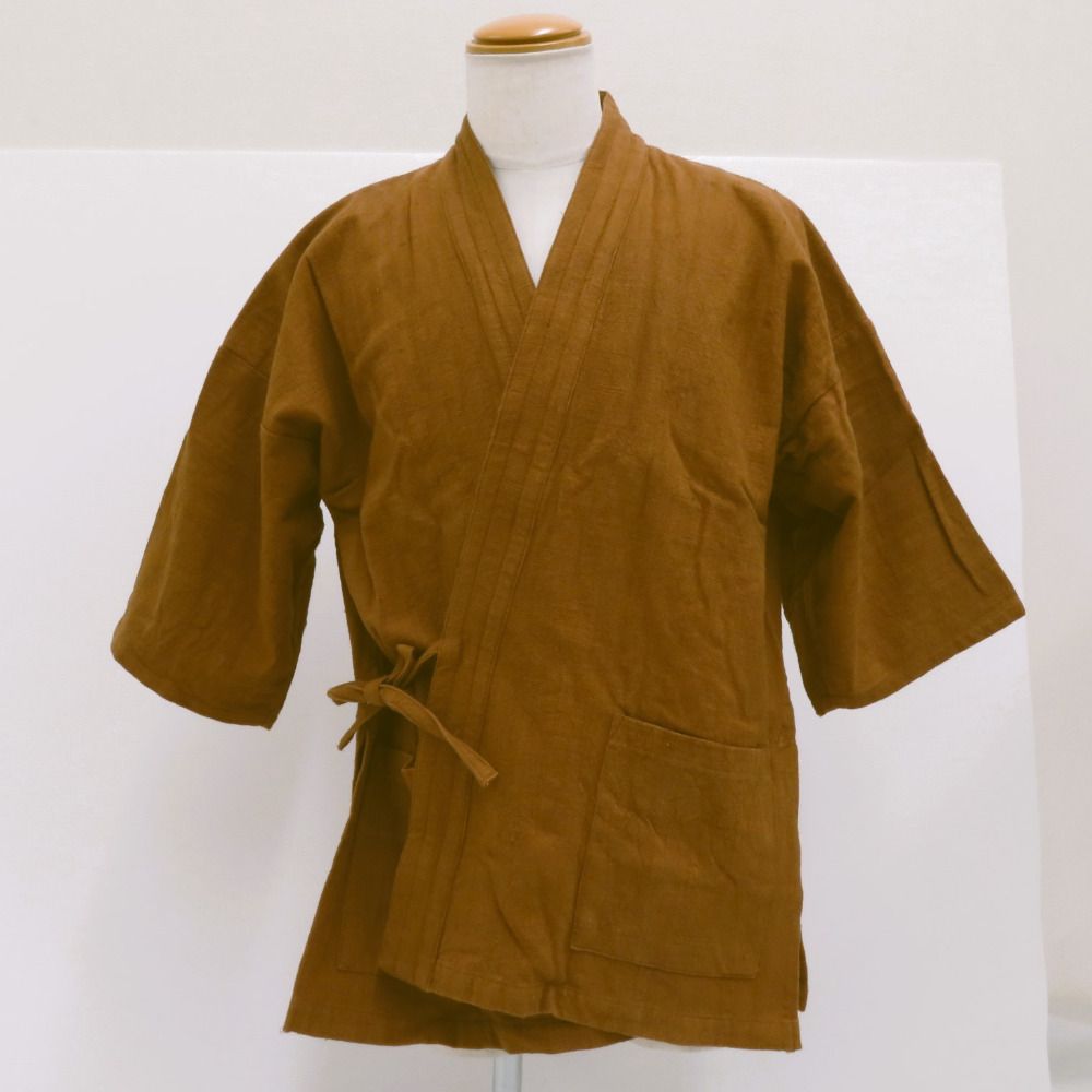 作務衣 柿渋染め Mサイズ 綿 ライトブラウン 作業着 カジュアル 【キモノオフ野々市若松店】 作務衣 柿渋染め Mサイズ 綿 ライトブラウン 作業着 カジュアル