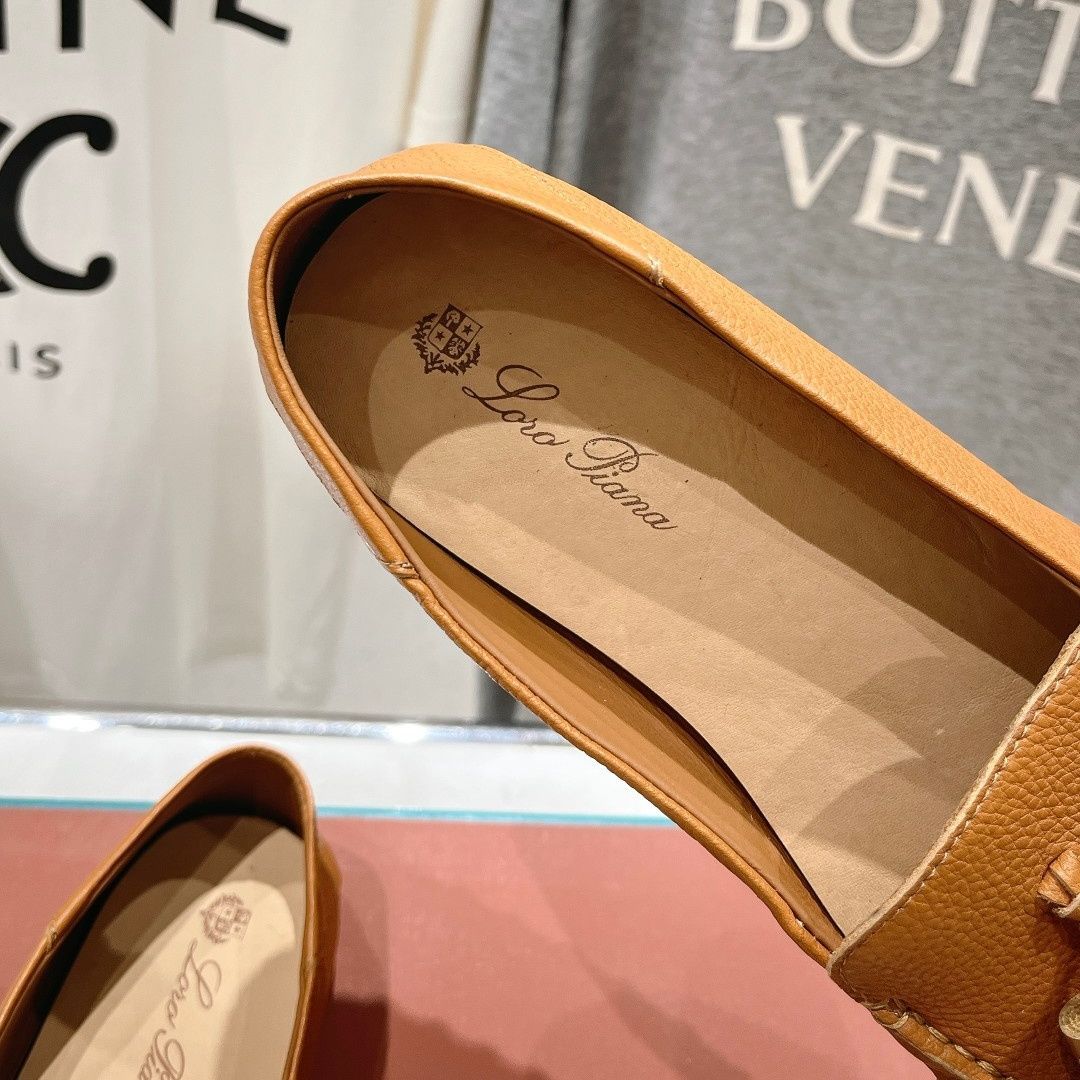 ブラウン23.0~24.5cm 送料無料 ロロピアーナレディースサマーウォーク モカシン タン カーフレザー タッセル付き ペブルグレイン レザー KIN-KAAI_COM