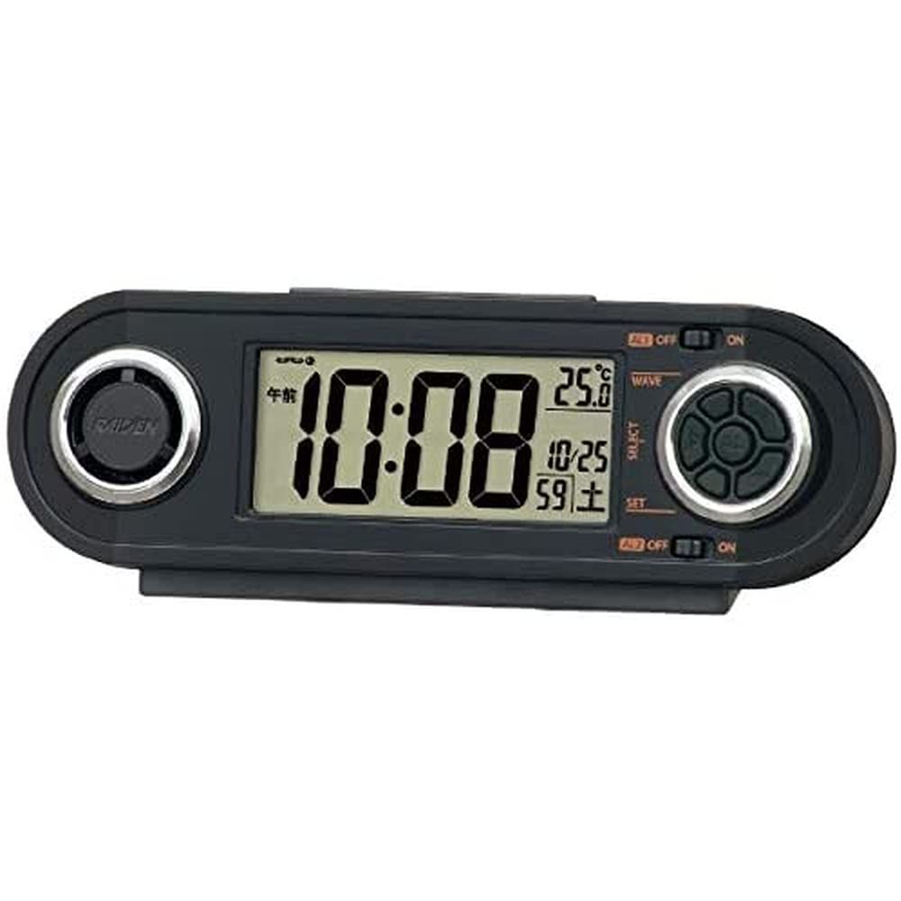 【人気商品】黒 RAIDEN 62x186x46mm 目覚まし時計 電波 NR537K セイコークロック