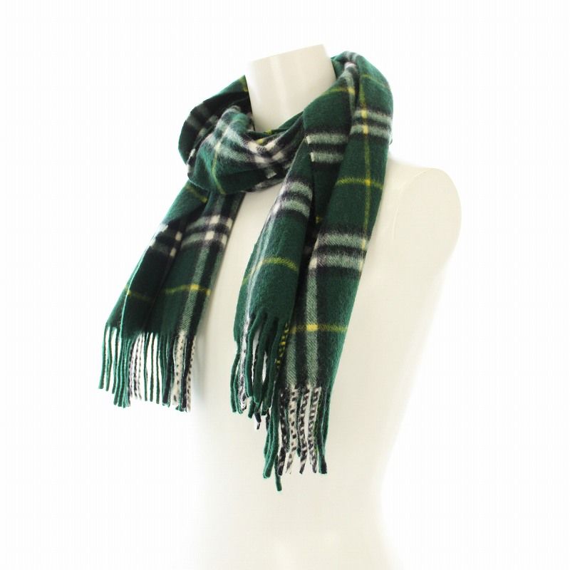 美品　バーバリー　グリーンチェックマフラー バーバリー ロンドン BURBERRY LONDON マフラー ストール