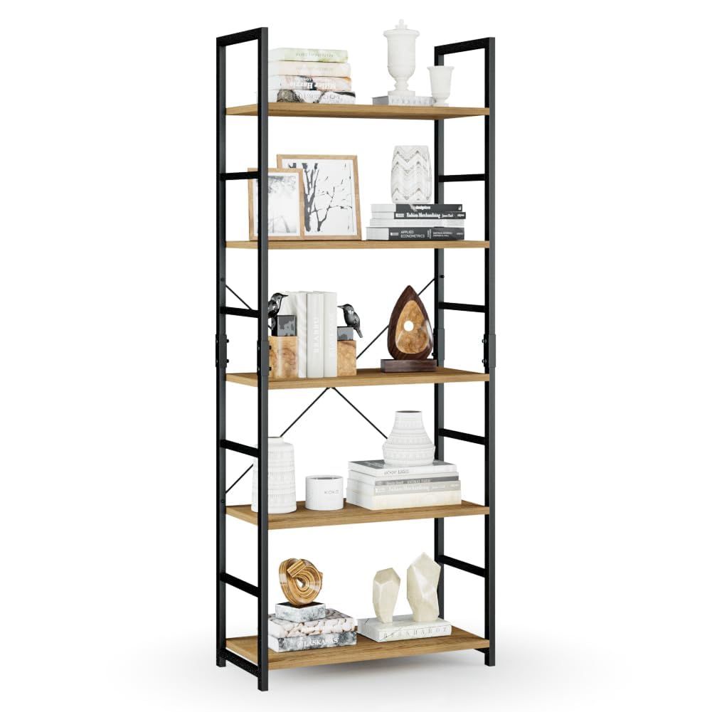 APPOLYN オープンシェルフ 本棚 ラック 5段本棚フリーラック棚 多機能収納ラック 幅60×奥行30×高さ158cm 木製ラック 寢室 リビングルーム ホームオフィス ナチュラル