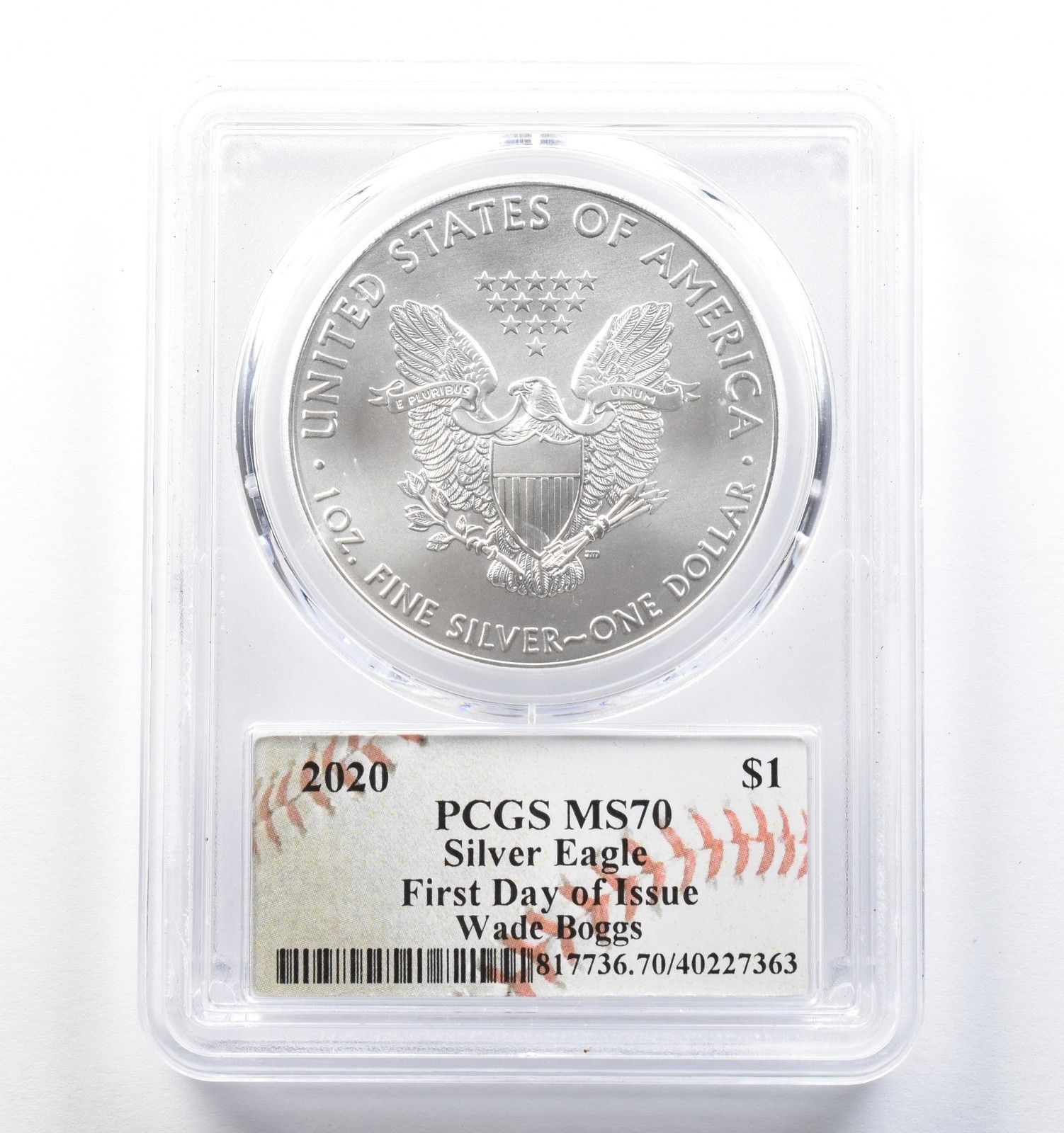 お得！アメリカン シルバー イーグル銀貨2020シルバーPCGS MS70 2020年 アメリカン シルバー イーグル ウェイド ボッグス FDOI