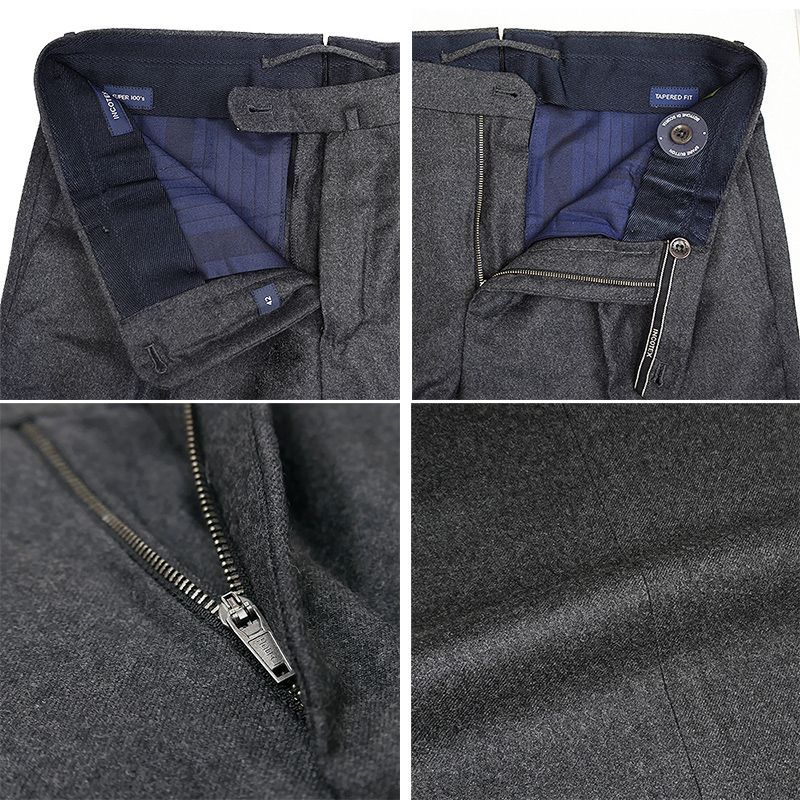 インコテックス 31型 ワンプリーツ ダークグレー ウールサキソニー INCOTEX（インコテックス） ＜選べる3型＞ 秋冬 31型 / 35型 / 67型