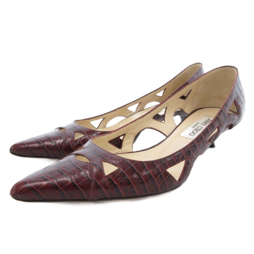ジミーチュウ JIMMY CHOO パンプス クロコ型押し レザー 37.5