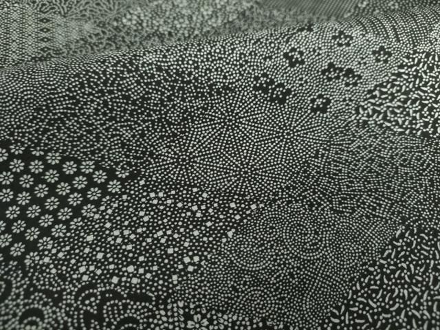 平和屋着物○本場染大島紬 江戸小紋 吉祥花菱文 黒地 さが美扱い 正絹