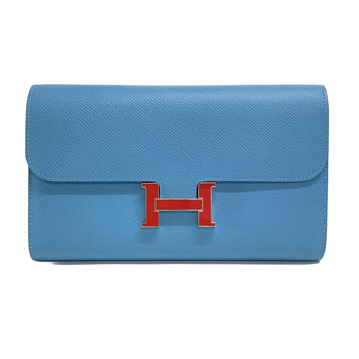 HERMES エルメス 長財布 コンスタンスロング ブルーノール×ルージュクー シルバー金具
