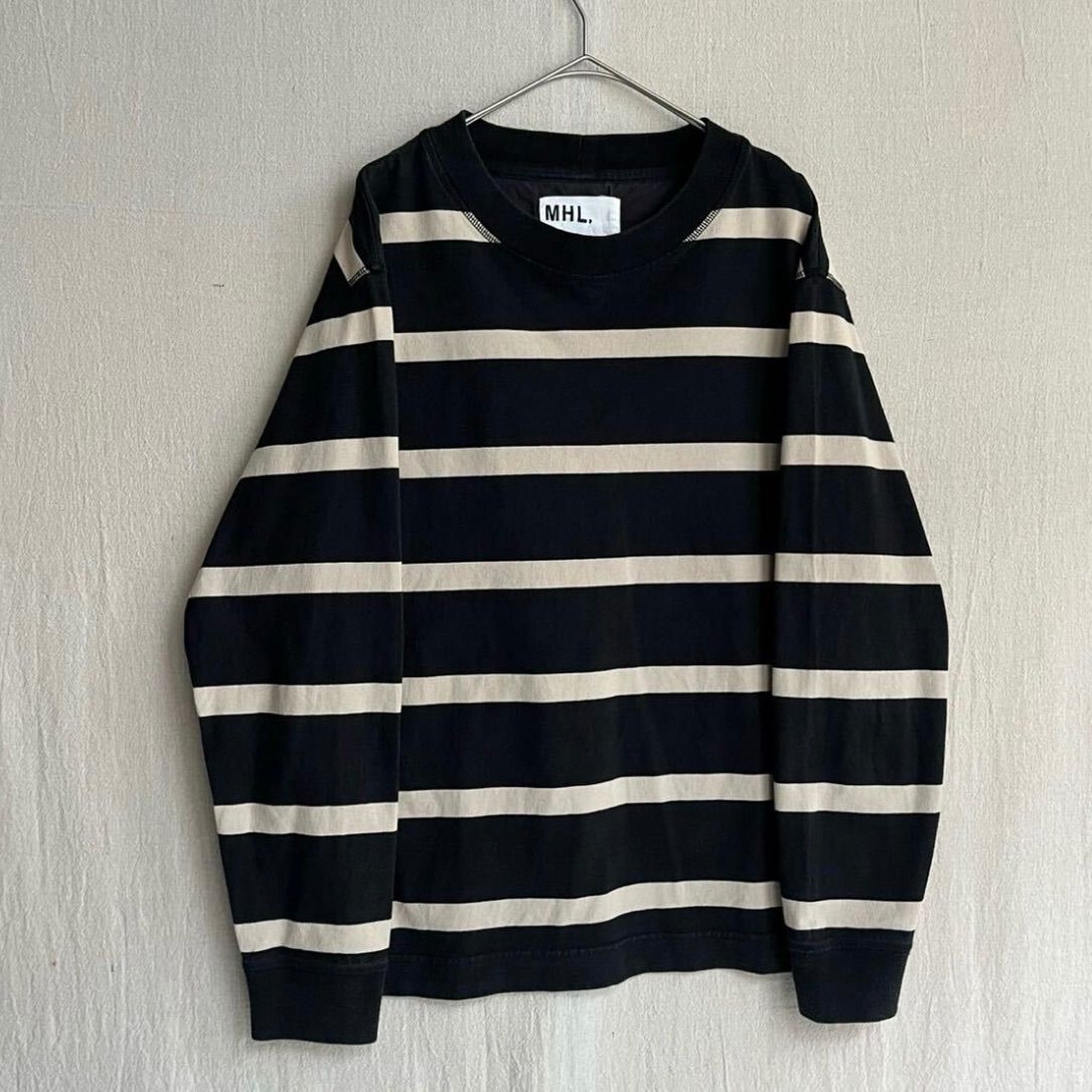 美品　MARGARET HOWELL MHL. ロンT カットソー  M MHL. ボーダー ロンT / M コットン ブラック ベージュ 長袖