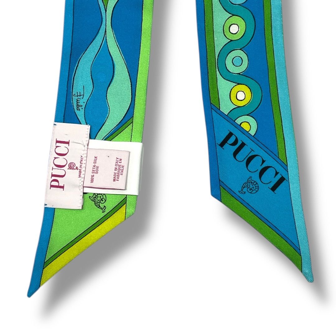 【エミリオプッチ】バックスカーフ 美品 EMILIO PUCCI エミリオプッチ バッグスカーフ シルク 絹