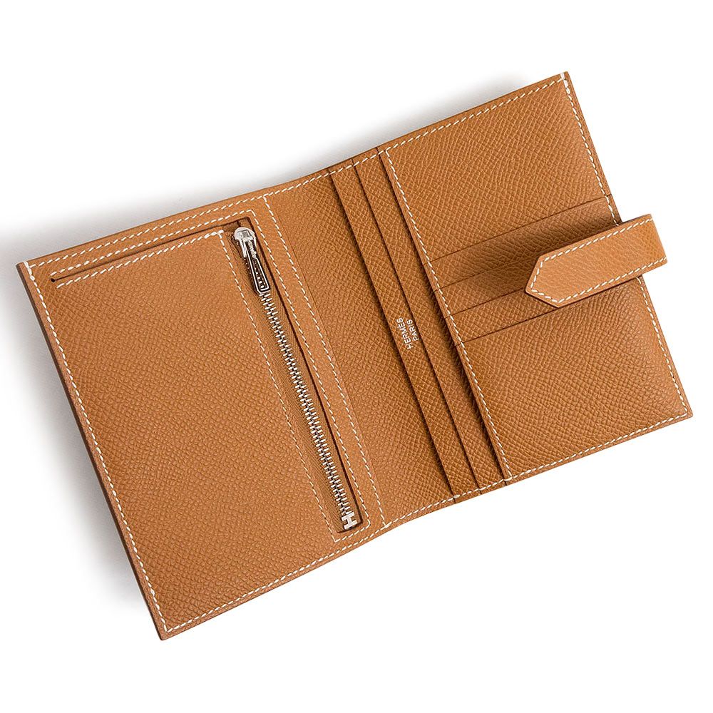 エルメス ベアン コンパクト 二つ折り財布 ヴォーエプソン レザー  