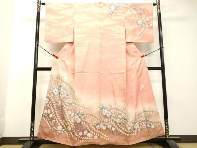 平和屋着物●越後十日町の一流染匠　桐屋・翠山工房　訪問着　絞り　辻が花　暈し染め　銀通し地　正絹　逸品　DAAU0662tw 平和屋着物○越後十日町の一流染匠 桐屋・翠山工房 訪問着 絞り 辻が花