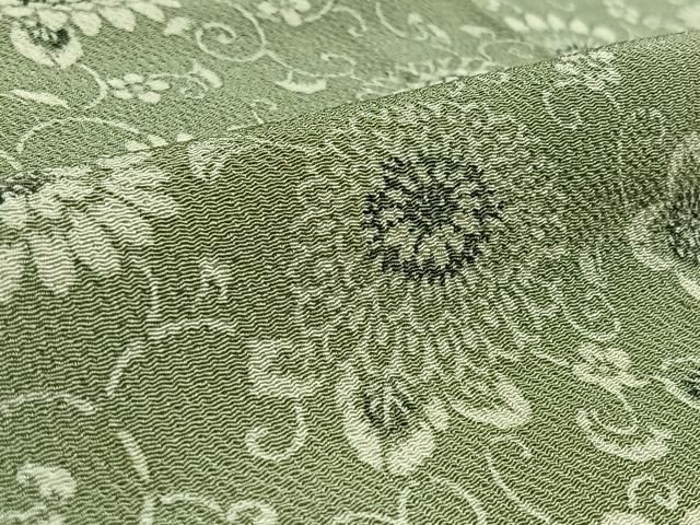 平和屋着物▽上質な小紋 単衣 型染め 更紗花文 鬼しぼ縮緬 正絹 逸品