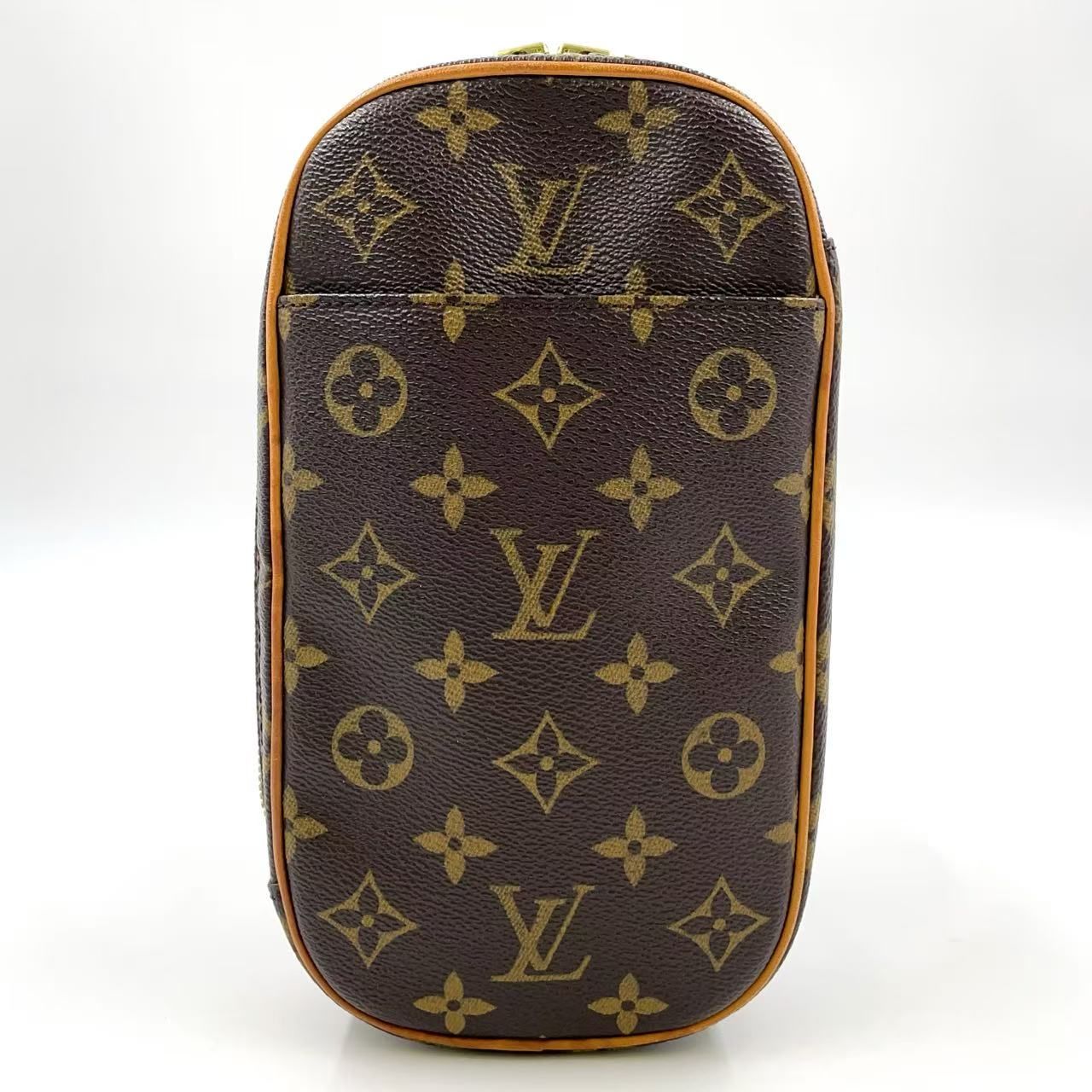 LOUIS VUITTON ポシェットガンジュ モノグラム モノグラム レザー×PVC ブラウン ボディバッグ ゴールド M51870