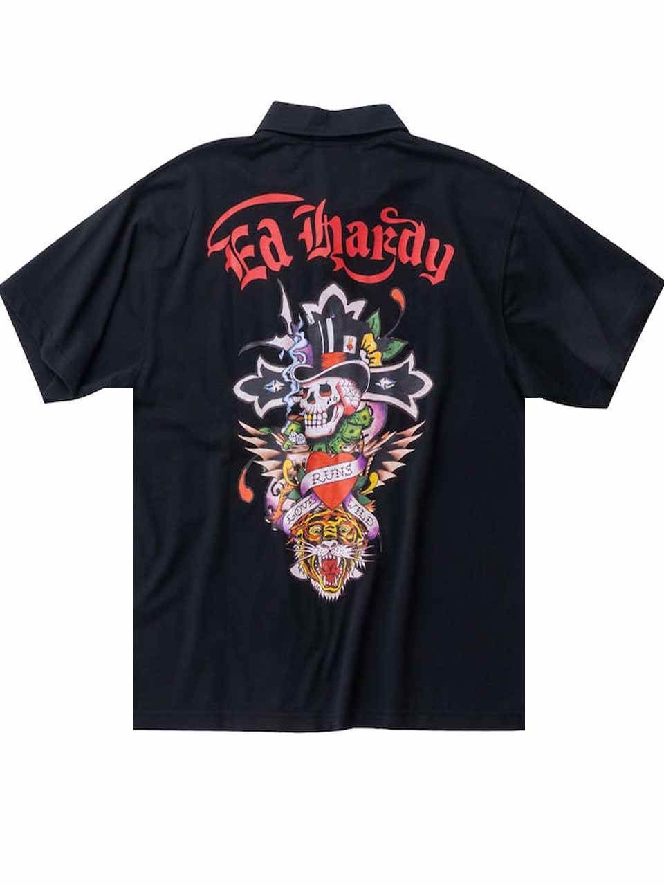 ポロシャツ Ed Hardy 大きいサイズ メンズ ドクロ スカル ハート