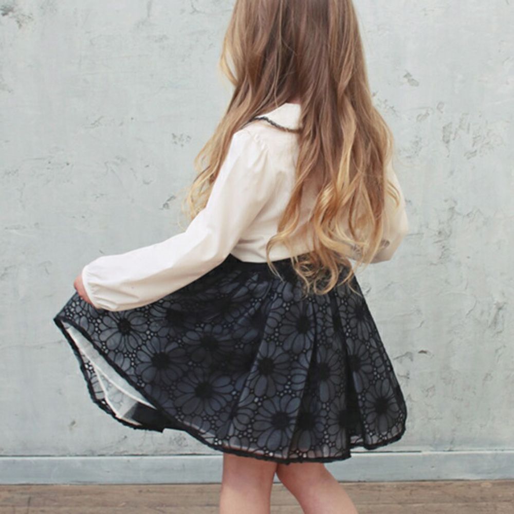 BLACK  140cm  モイナスカート スカート キッズ 女の子 ギャザースカート 04181902 チュールスカート レーススカート フォーマル 結婚式 発表会 卒園式 入学式 お花 フラワー 総レース かわいい オ