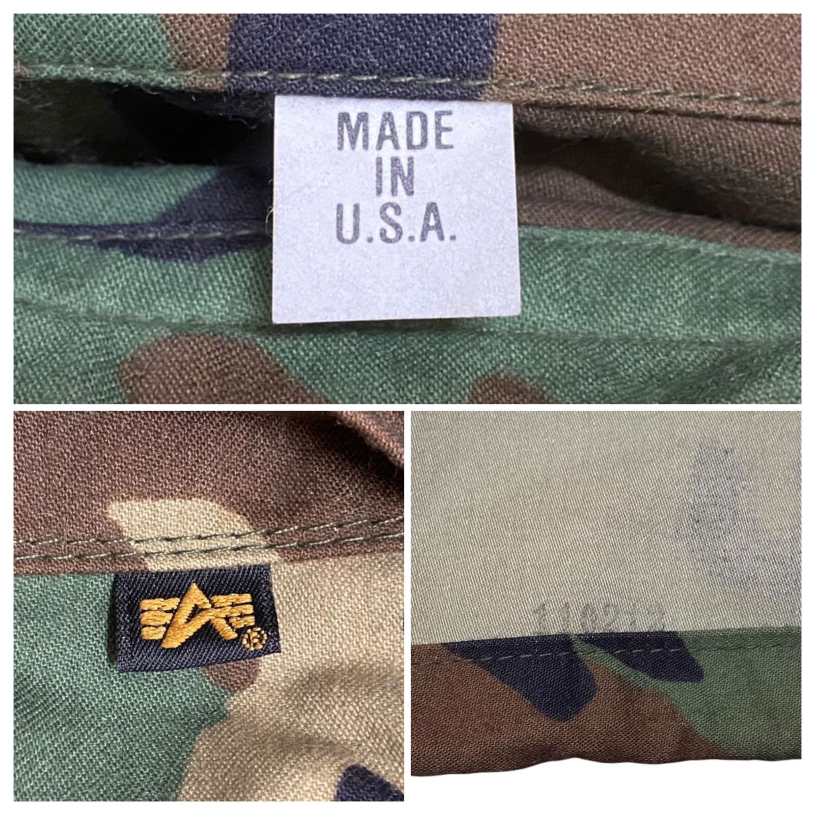 ALPHA INDUSTRIES (アルファインダストリーズ) M-65 フィールドジャケット ミリタリージャケット 迷彩 ウッドランドカモ USA製 M-R メンズ/078