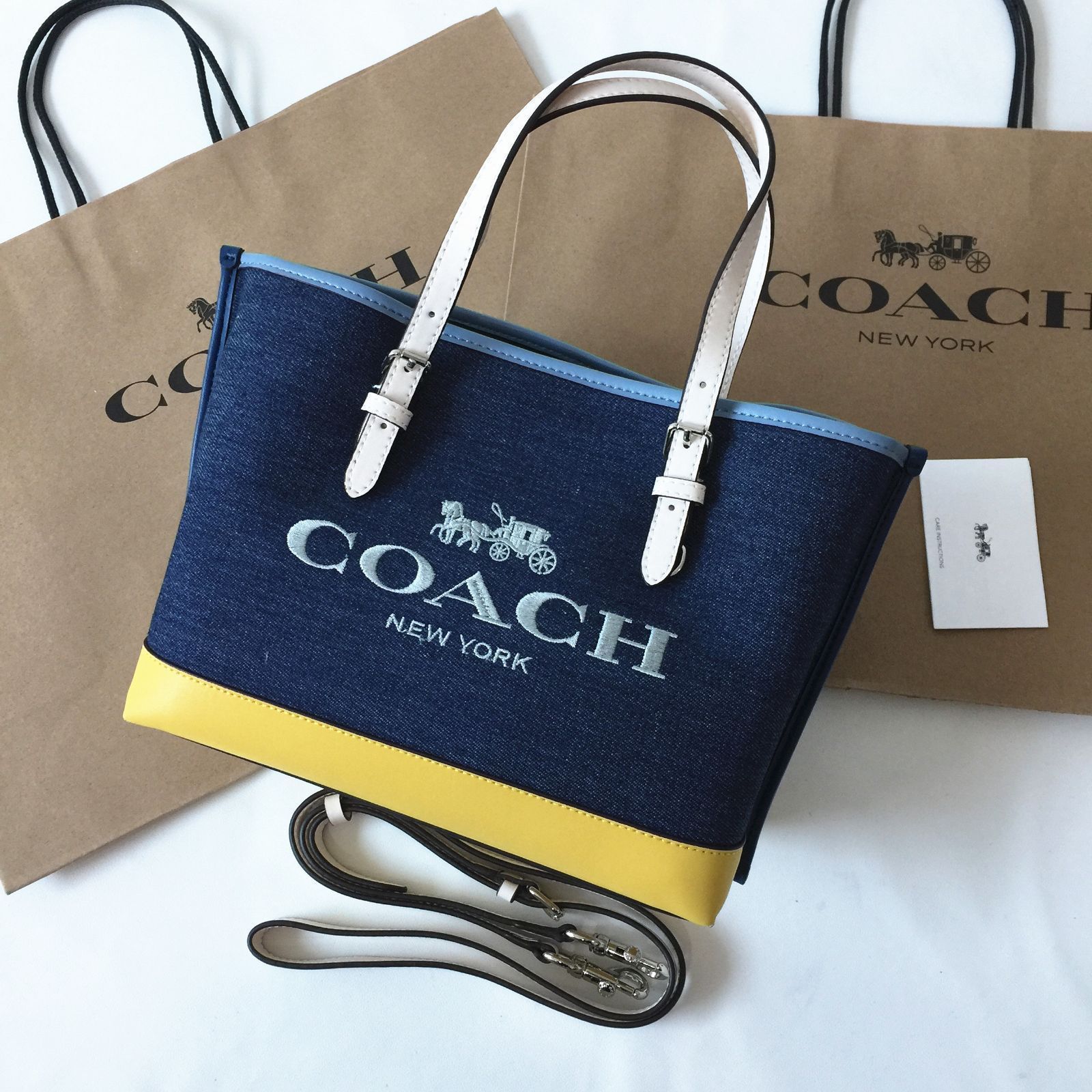 新品未使用 コーチバッグcoach/コーチバッグ ハンドバッグ C4085 デニム×オーカーマルチ トートバッグ ショルダーバッグ クロスボディー  レディースバッグ 斜めがけバッグ アウトレット品 紙袋付属 新品未使用 - メルカリ