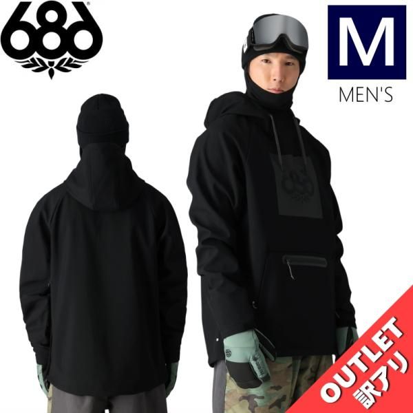 アウトレット 24-25 686 WATERPROOF HOODY BLACK Mサイズ メンズ スノーボード スキー スノボウェア ジャケット 日本