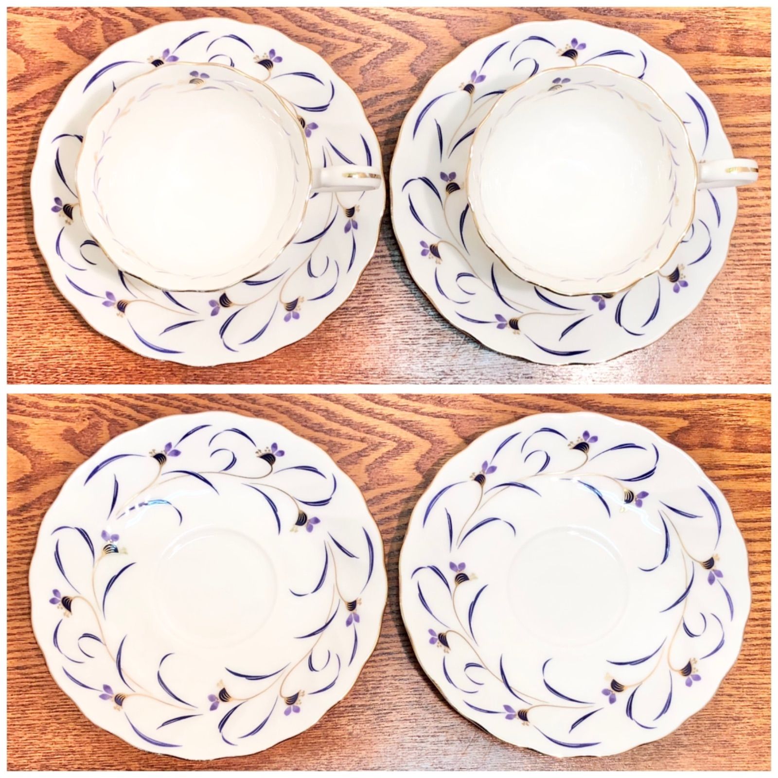 ◉yamaka◉INTERNATIONAL JAPAN◉Bone China◉カップ＆ソーサー ×２客◉ペア◉ティーカップ◉ツユクサ◉陶磁器◉山加商店◉日本製◉  - メルカリ