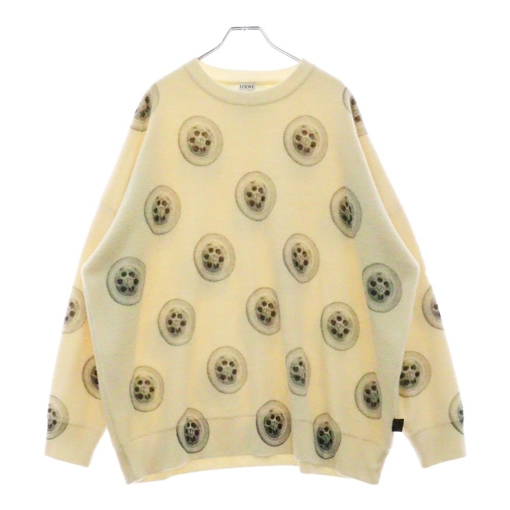 LOEWE ロエベ Wool Knit Sweater 総柄 ウールクルーネックニットセーター アイボリー H526Y14KCV
