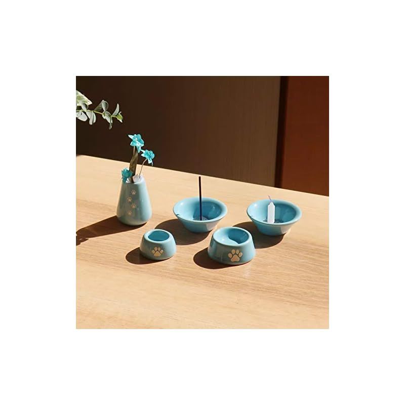 メモリアル工房 響 ペット仏具セット 肉球刻印入り 8点セット あしあと ブルー