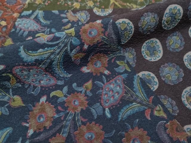 平和屋本店□極上 前田仁仙 仁仙更紗 小紋 切嵌動物枝花文 逸品