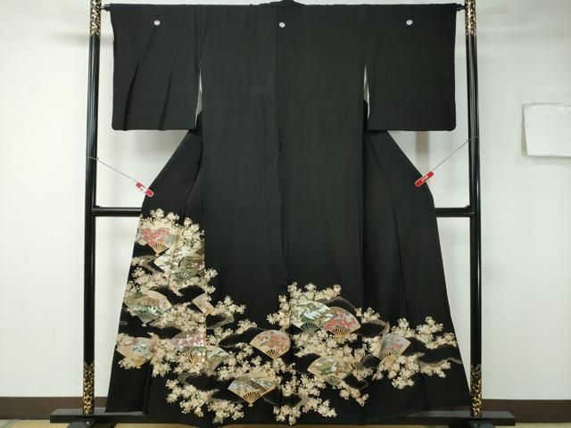 平和屋着物□豪華黒留袖 雲重ね扇面吉祥花文 金彩 さが美扱い 平和屋着物□豪華黒留袖 雲重ね扇面吉祥花文 金彩 さが美扱い