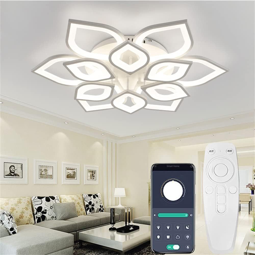 KOVOL LED シーリングライト 12-18畳 おしゃれ 北欧 照明器具 天井 APP遠隔制御 無段階調光調色 リモコン付き 日本語取説付き リモコン|スマホAPPで遠隔制御 インテリアライト タイミング機能 リビング 日本語説明書付 花の形 間接照明