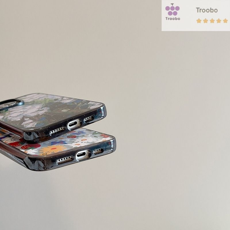 水墨デイジー&蝶 墨絵風 iPhone 保護ケース CASETiFY ブラック