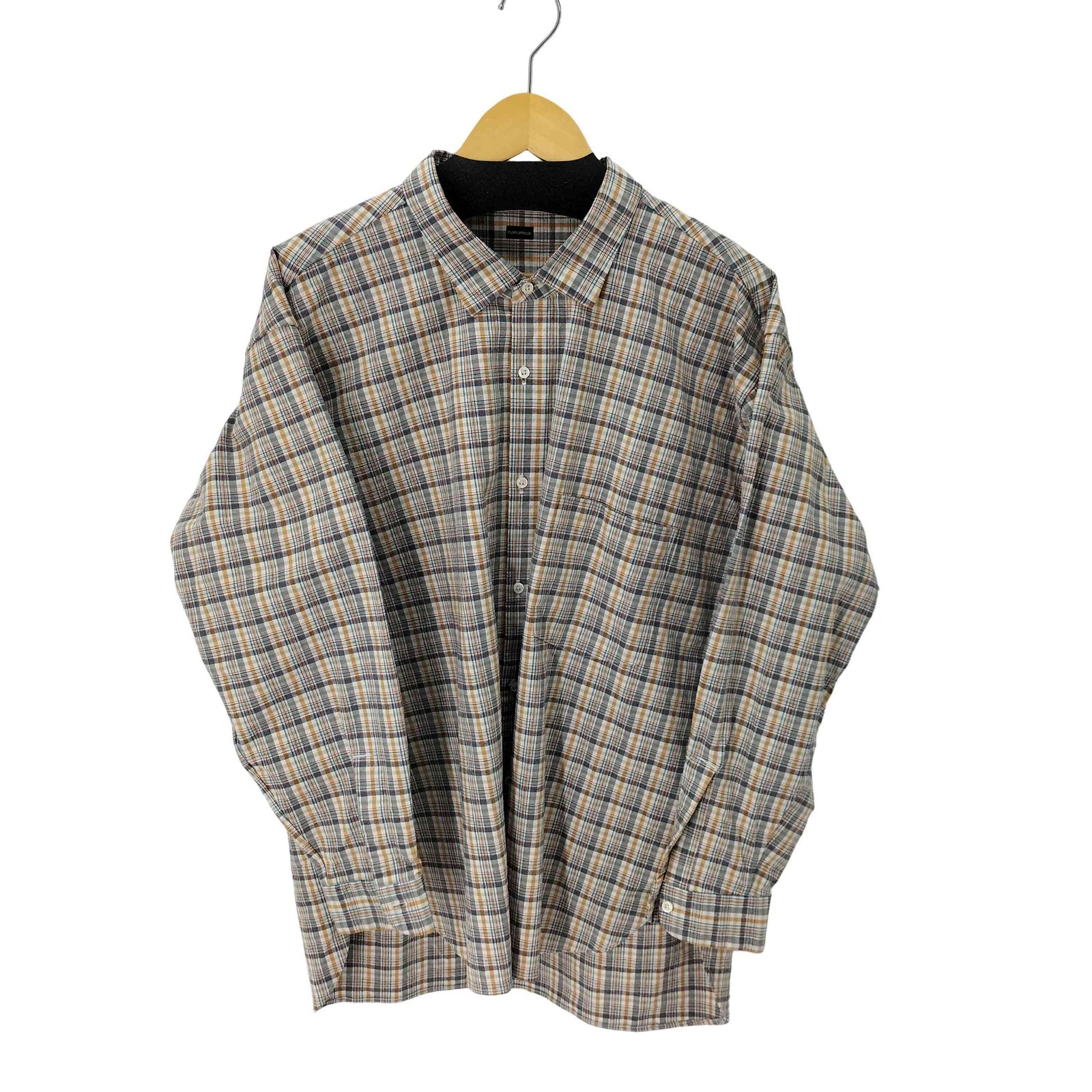 ナナミカ nanamica Cotton Silk Euro Check Shirt Sunset コットンシルク ユーロチェックシャツ メンズ JPN：S 